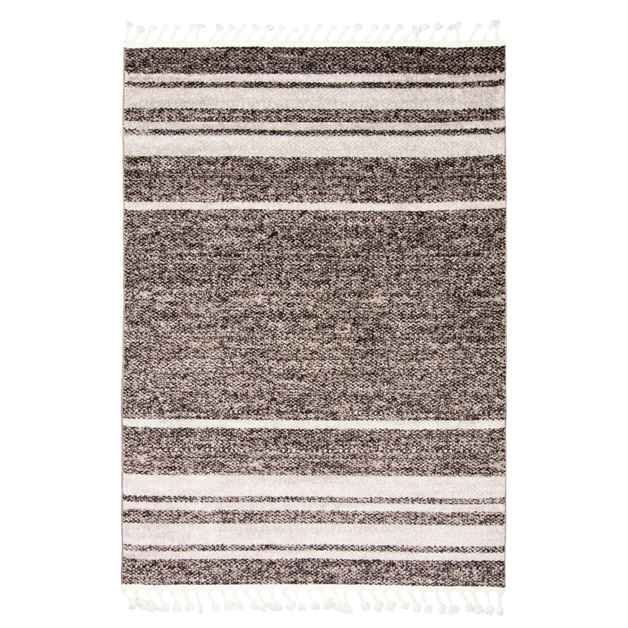 Chaudhary Living 7.75' x 10.5' Striped Area Throw Rug - Taupe and Cream